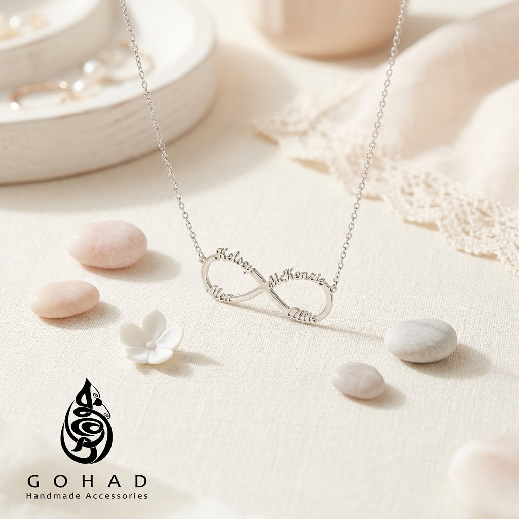 سلسلة إنفينتي بالاسم هدية رومانسية مجوهرات راقية جوهاد